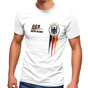 Herren T-Shirt personalisiert mit Name Deutschland TrikotFußball Europameisterschaft 2021 Moonworks weiß XXL