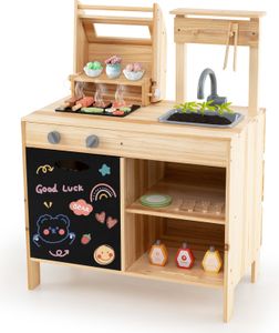 COSTWAY Matschküche Kindergrill Outdoor, Spielküche mit Grill-Zubehör, BBQ Grill Spielset mit Tafel & Spülbecken für Kinder ab 3 Jahren