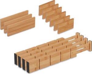 relaxdays 13-tlg. Schubladentrenner Set aus Bambus