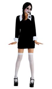 Gothic Schulmädchen Damen Kostüm | Schwarzes Damen Kleid für Halloween | 1-teiliges Halloween - Karnevalkostüm