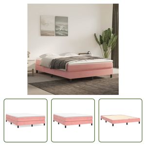 The Living Store Boxspringbett Rosa 140x200 cm Samt