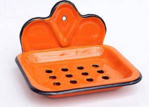 DanDiBo Seifenhalter 618 Orange Seifenschale 13 cm emailliert Landhaus Emaille Seifenspender