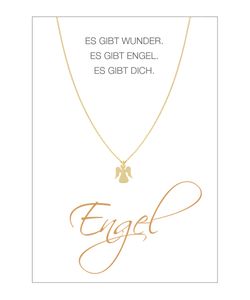 HERZ-KARTE Kette mit Engel-Anhänger und Karte "Engel" Gold - 925 Sterlingsilber gelbvergoldet