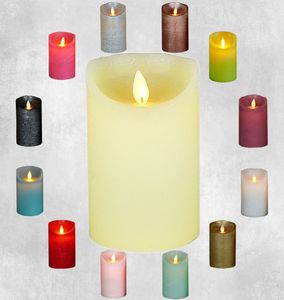 LED Echtwachskerze realistische Kerze viele Farben mit Timer flackender Docht Wachskerze Kerzen Batterie, Farbe:Elfenbein, Größe:15 cm