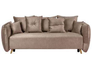 BELIANI 2-Sitzer Sofa Hellbraun Samtbezug mit Schlaffunktion Stauraum Mehreren Kissen Armlehnen Holzbeinen Modern Skandi Wohnzimmer Schlafsofa