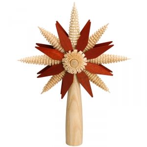 Christbaumspitze mit Ringelbäumchen Rot / Natur Ø 21cm NEU