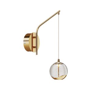 Lucande LED-Wandlampe Hayley, goldfarben, Glas, 34 cm hoch