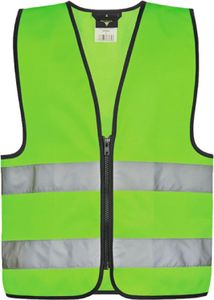 Korntex KWRX | Kinder Safety Vest for Kids with Zipper EN1150 - Farbe: Neon Green - Größe: XS (3-6 Jahre)