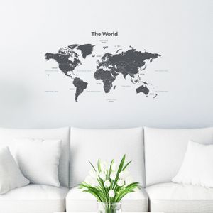 Wandsticker Weltkarte grau klein
