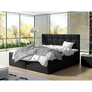 Kontinentální manželská postel 180x200 CAROLA - černá  + topper