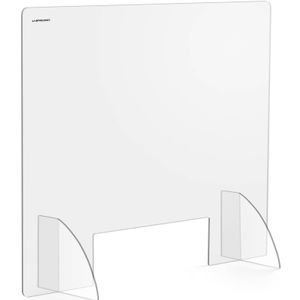 Uniprodo Spuckschutz - 95 x 80 cm - Acrylglas - Durchreiche 45 x 15 cm