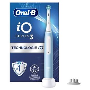 Oral-B iO 3, Erwachsener, Vibrierende Zahnbürste, Tiefenreinigung, Weich, für weiße Zähne, Hellblau, Rund, Akku