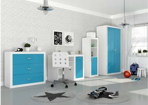 Jugendzimmer Kinderzimmer komplett Kommode Schreibtisch Schrank Regal FILIP weiß-blau Jugendzimmer Kinderzimmer komplett Kommode Schreibtisch Schrank Regal FILIP weiß-blau