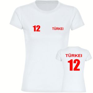 multifanshop® Damen T-Shirt - Türkei - Trikot 12, weiß, Größe M