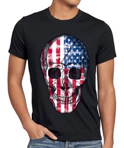 style3 USA Vintage Skull T-Shirt Herren US Flagge Totenkopf, Größe:M, Farbe:Schwarz