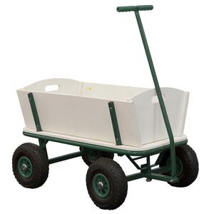 SUNNY Billy Beach Wagon Bollerwagen in Grün | Kinder Handwagen aus Holz mit Luftreifen | Belastbar bis 100  kg | 94x61x97cm