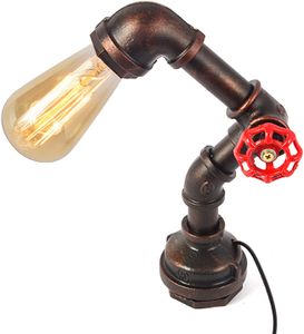 Schreibtischlampen Vintage Tischlampe Antiken Eisen Basis Wasser Rohr Tischlampe Retro Industrial Nachtlicht für Cafe Schlafzimmer