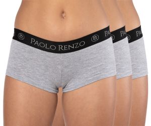 Paolo Renzo Damen Panty SPORT LINE 3 Stück - Baumwoll Panty - Sport Panty - Größe L - Grau
