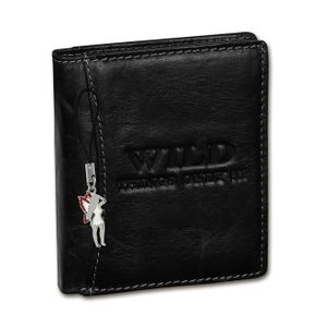 Wild Things Only RFID Blocker prawdziwy skórzany portfel damski męski czarny 9x2x10cm D2OPJ115S