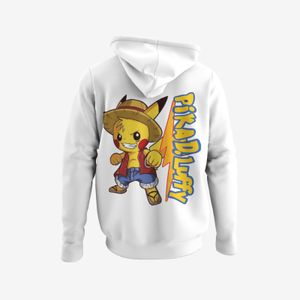 Nachhaltiger Bio Damen Hoodie Anime Pokemon One Piece Parodie Monkey D. Luffy