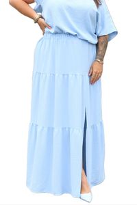 Sukně LUNA letní s rozparkem na nohavicích v modré barvě.