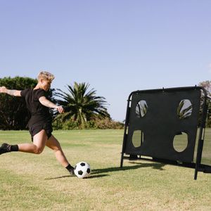 KAHOO Fußballtor Faltbarer Pop-Up Tor mit Torwand, 180x60x120cm, mit 4 Loch, Schwarz