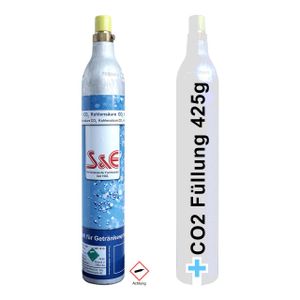 1 x CAGO CO2-Zylinder für 425g | 60l Sprudel-Wasser - Kohlensäure Nachfüll-Flasche kompatibel mit Soda Wasser-Sprudler