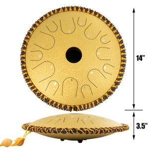 Kupferzungentrommel, handgefertigt, sauberer Klang, golden, 14 Zoll 36 cm