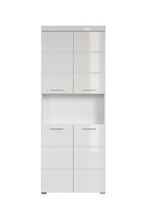 trendteam Koupelnová vysoká skříňka Amanda White Melamin/Bílý vysoký lesk Hluboká zásuvka 73 x 190 x 31 cm