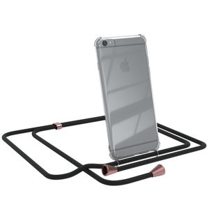 EAZY CASE Handykette kompatibel mit Apple iPhone 6 / 6S Kette, Handyhülle mit Umhängeband, Handykordel, Schutzhülle, Kette, Silikonhülle, Silikon Cover, Schwarz / Rosé