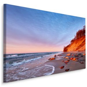 Fabelhafte Canvas LEINWAND BILDER 70x50 cm XXL Kunstdruck Meer Strand Sonnenuntergang