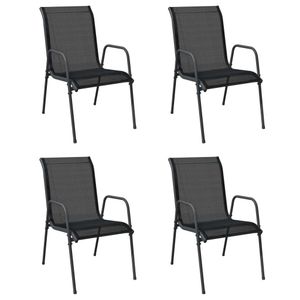 vidaXL Gartenstühle 4 Stk. Stahl und Textilene Schwarz