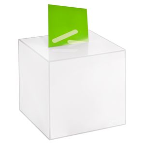 Losbox / Aktionsbox 200x200x200mm opal, aus Acrylglas / Spendenbox / Einwurfbox / Gewinnspielbox / Wahlurne / Acryl / Opal / milchig / undurchsichtig / Milchglas - Zeigis®