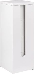 ONVAYA® Toilettenpapier Aufbewahrung aus Bambus für bis zu 4 Rollen | Stehender Ersatzrollenhalter in Weiß mit Deckel und Griff