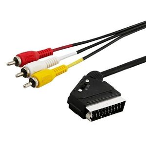 SAVIO CL-133 kábel samec (SCART M - RCA x 3 M; 2 m; farba čierna)