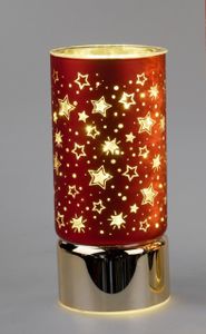 LED Deko Licht, Tischlampe RED STARS Sterne H. 20cm rot gold + Timer Formano W23