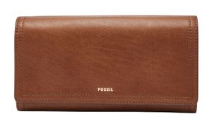 FOSSIL Leder Geldbörse Logan Flap Clutch Brown braun