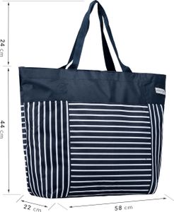 Oversized maritim Strandtasche Bag anndora® XXL in striped blue uni - Blau Weiß
