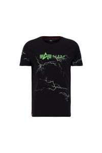 ALPHA INDUSTRIES LIGHTNING AOP T Herren T-Shirt, Größe:L, Farbe:208 - Black/Poisongreen