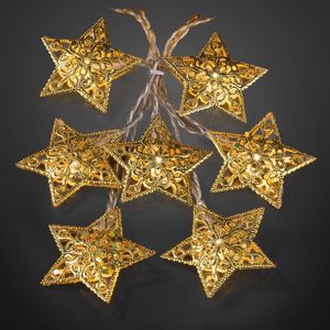 Lichterkette LED Sterne gold Motiv Metall Weihnachten Deko Beleuchtung Batterie Lichterkette LED Sterne gold Motiv Metall Weihnachten Deko Beleuchtung Batterie