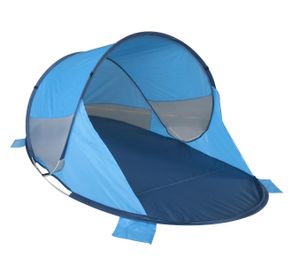 Strandmuschel Pop Up Strandzelt Dunkel- + Hellblau Wetter + Sichtschutz Zelt