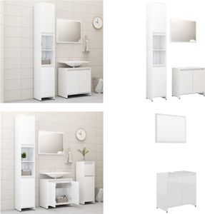 vidaXL 3 tlg. Badmöbel Set Hochglanz Weiß Holzwerkstoff - Badezimmermöbel-Set - Badezimmermöbel-Sets - Badezimmerschrank - Badezimmerschränke
