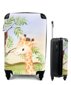 Kufrík Ručná batožina na kolieskach Malý cestovný kufor so 4 kolieskami Džungľa - Žirafa - Zvieratá - Veľkosť kabíny < 55x40x23 cm & 55x40x20 cm -