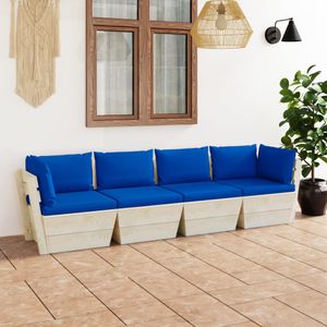 Prolenta Premium  Garten-Palettensofa 4-Sitzer mit Kissen Fichtenholz