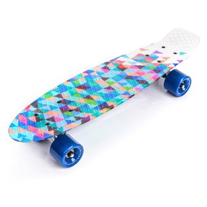 Skateboard Komplette 22" Mini Cruiser Board Retro Komplettboard für Anfänger Kinder Jugendliche Erwachsene, 56x15cm Meteor Multicolour GEOMETRIC
