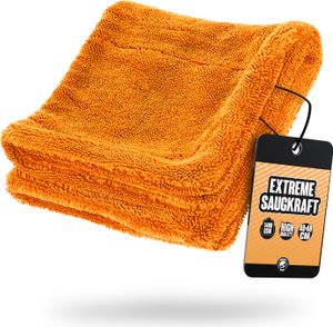 Nuke Guys Gamma Dryer S | Ultra saugstarkes handliches Trockentuch 1400 GSM in Orange 40x40cm | Fusselfrei, abgerundete sanfte Fasern, kratzerfrei | Premium Mikrofasertuch für Auto Motorrad Fahrrad