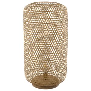 Stehlampe, Boho Bambus Schirm, geflochten, braun, H 77 cm