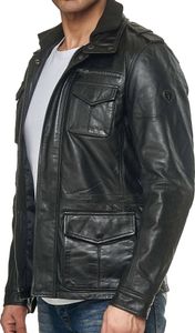 Tazzio Herren Jacke Lederjacke Trenchcoat 19706 Schwarz XXL
