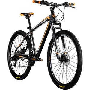 Galano Toxic Mountainbike Damen Herren ab 175 cm MTB Hardtail 29 Zoll Fahrrad 21 Gang Federgabel Scheibenbremsen, Farbe:schwarz/orange