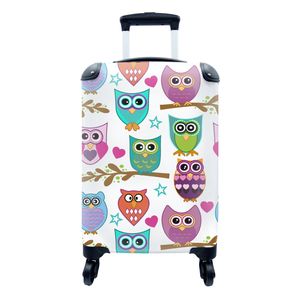 Kufr Příruční zavazadlo na kolečkách Malý cestovní kufr na 4 kolečkách Design - Sovy - Zvířata - Velikost kabiny < 55x40x23 cm a 55x40x20 cm -